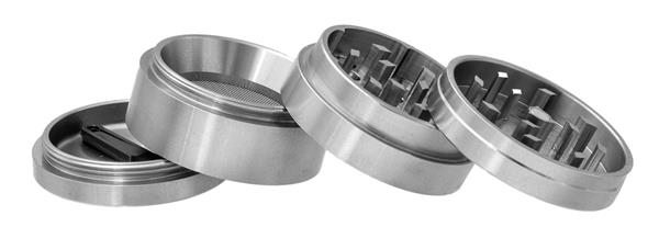 Inox Grinder Polinizador – 4 Piezas, Ø40mm, Plateado