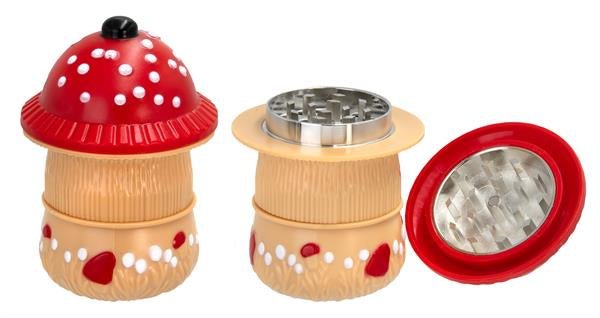 Mushroom Polinator Grinder – Metal/Plastika, 4-dijelni, Dizajn Muhare - Herbie